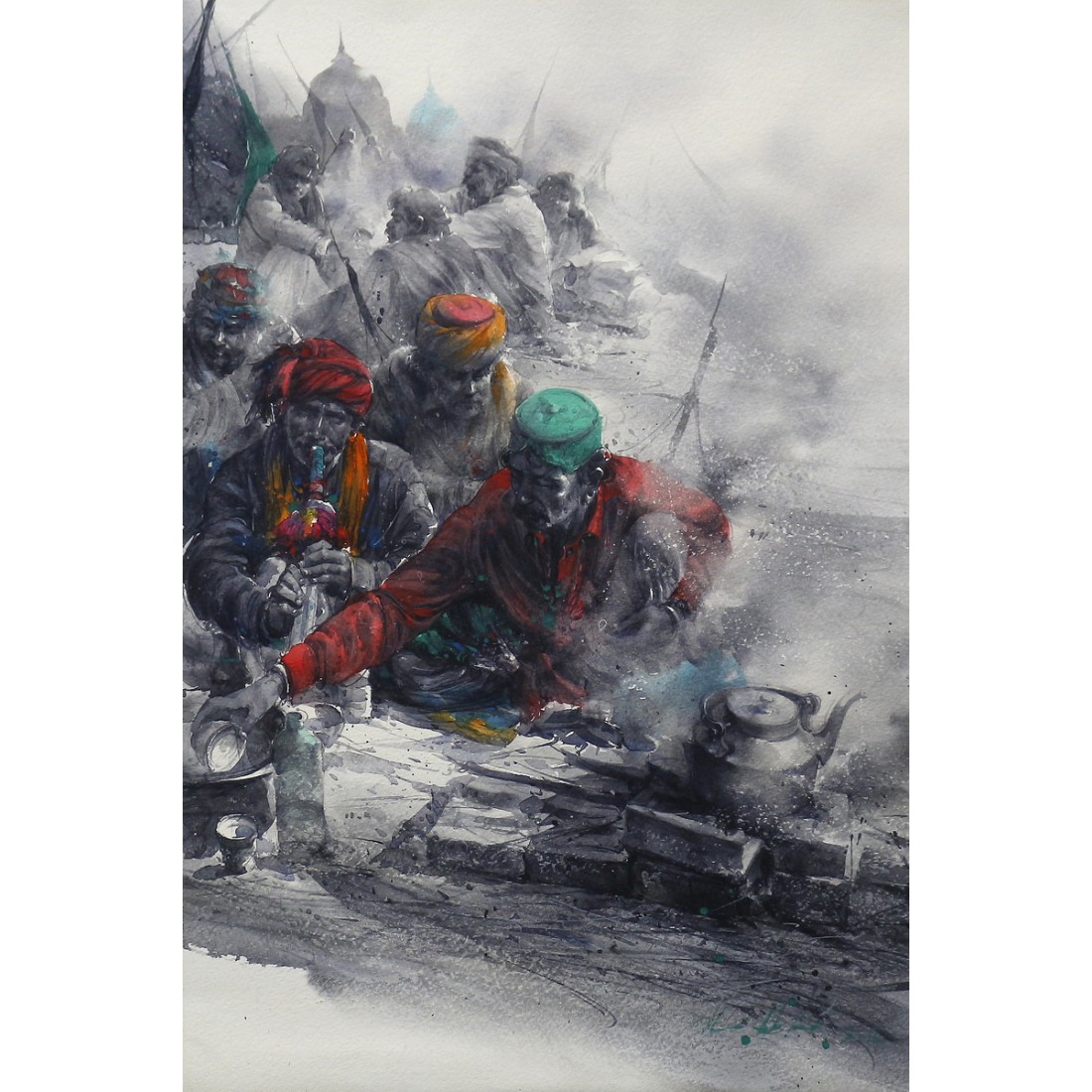 ali abbas 15 x 22 inch watercolor on paper figurative painting