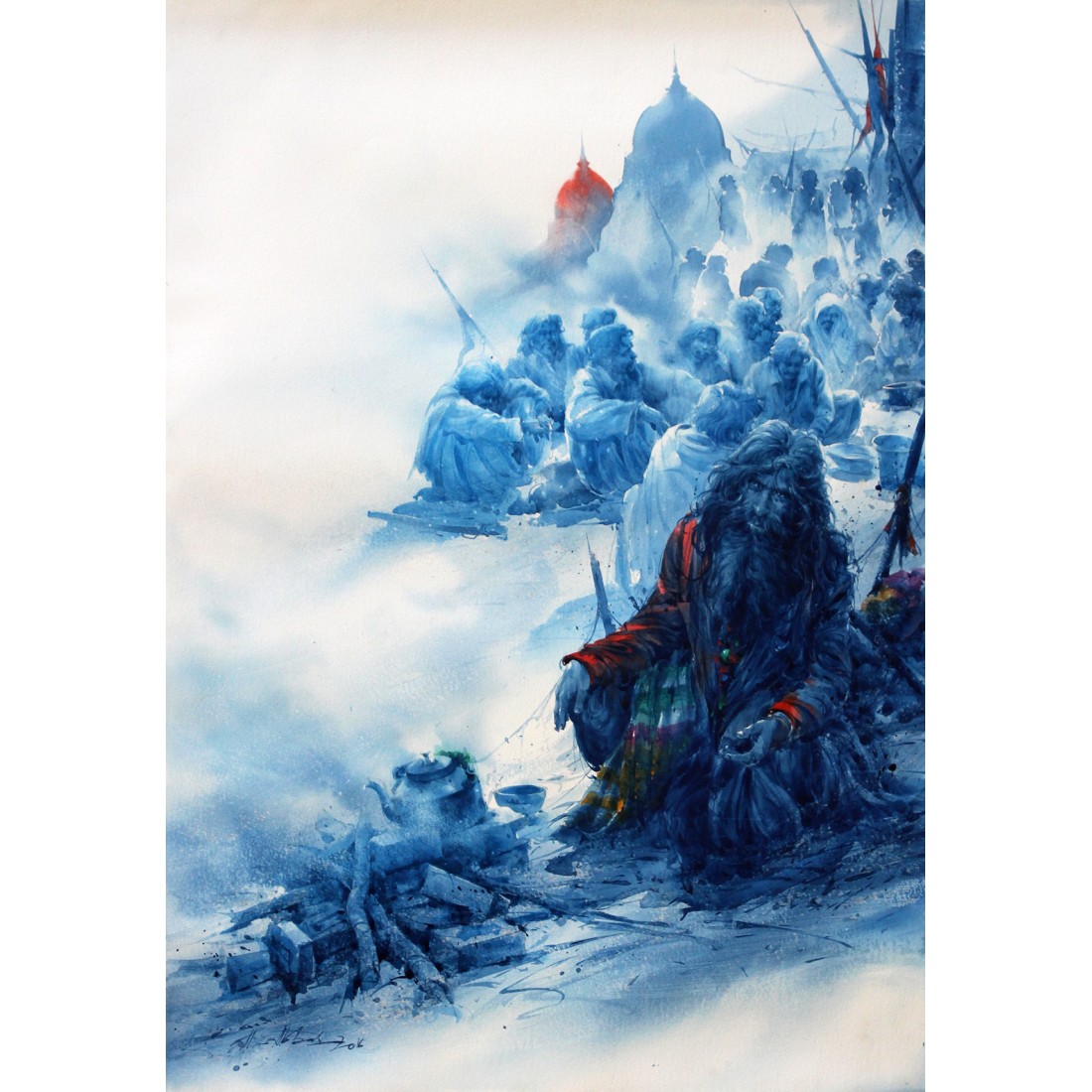 ali abbas 22 x 34 inch watercolor on paper figurative painting